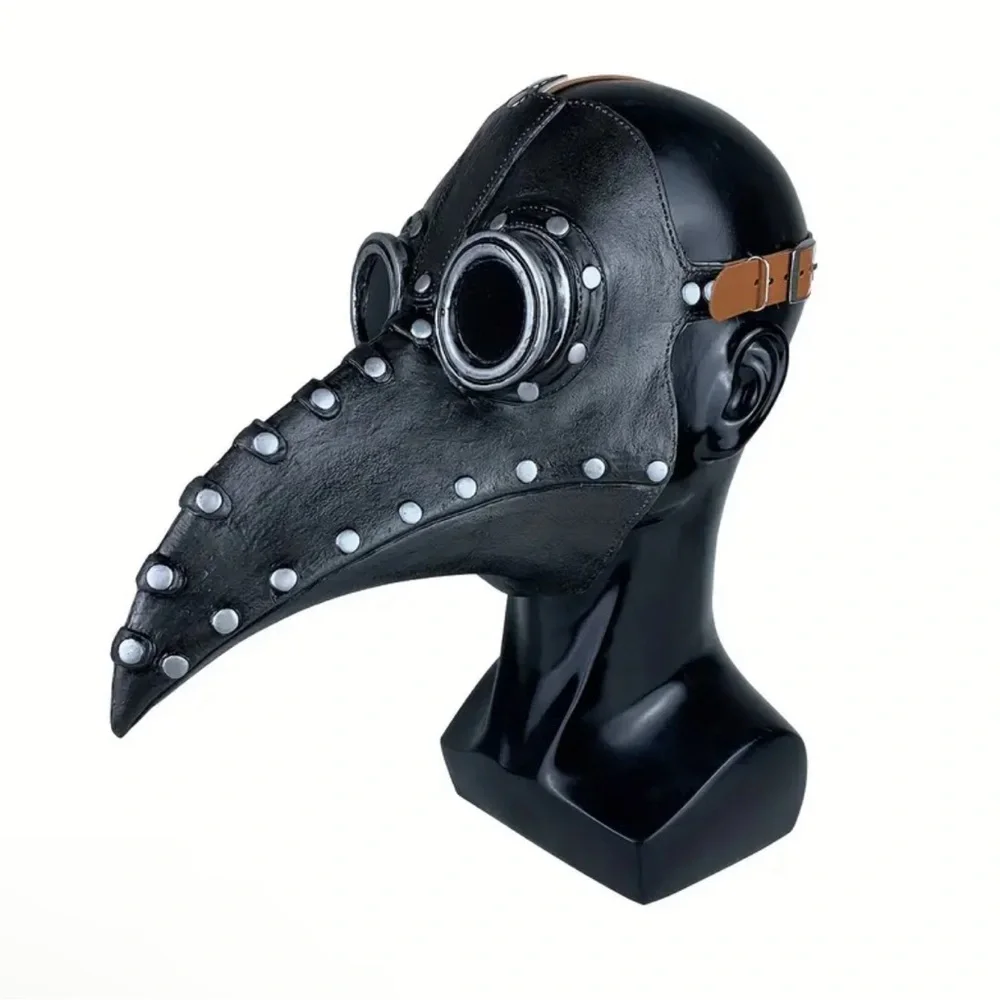 Leather Gothic Black Plague Doctor Mask